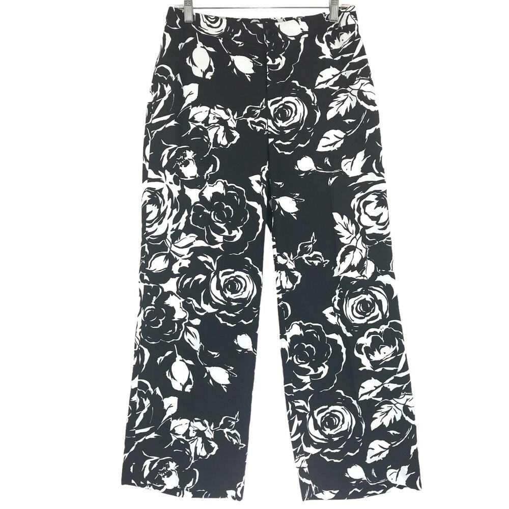 Lauren Ralph Lauren Women's 4 Petite Lightweight Pants Black White Poly 3 Pocket